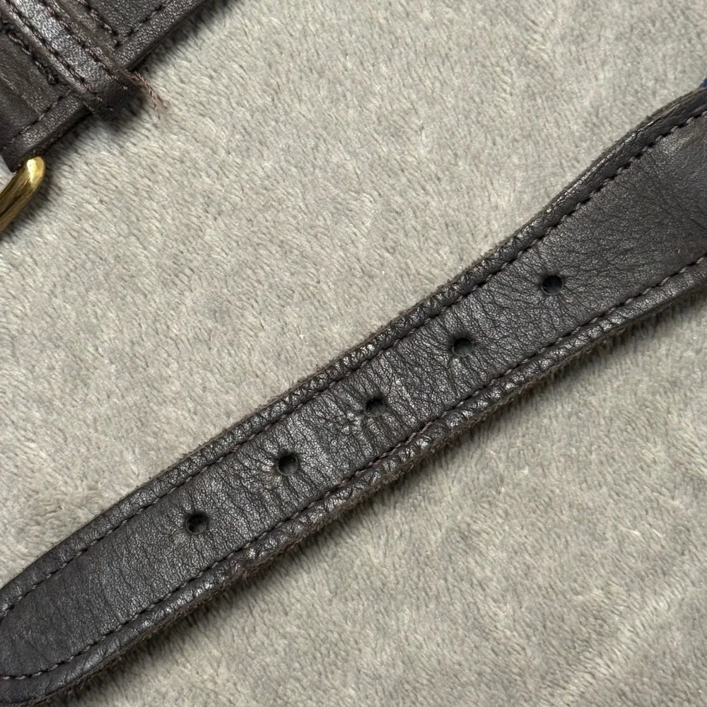 Men's Preppy Nautical Leather Canvas Belt Size 46 Blue Anchor Surcingle Sailing